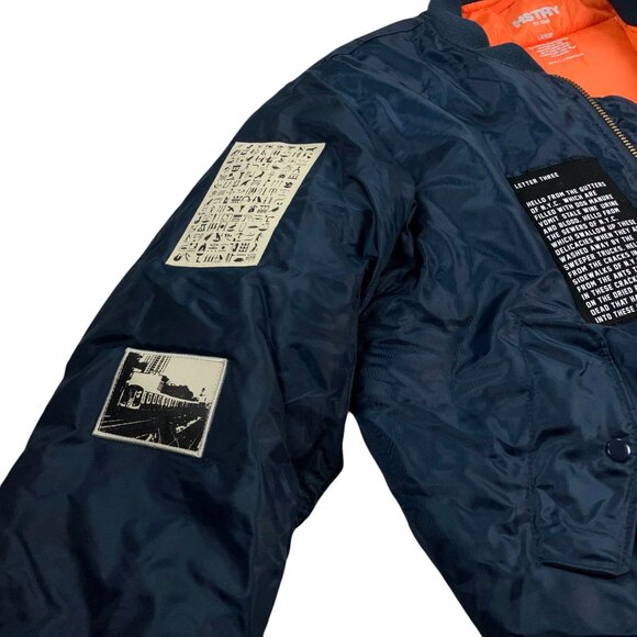 RARE OG HSTRY BY NAS God's Son Bomber Jacket Mens Size L Navy - Picture 3 of 12